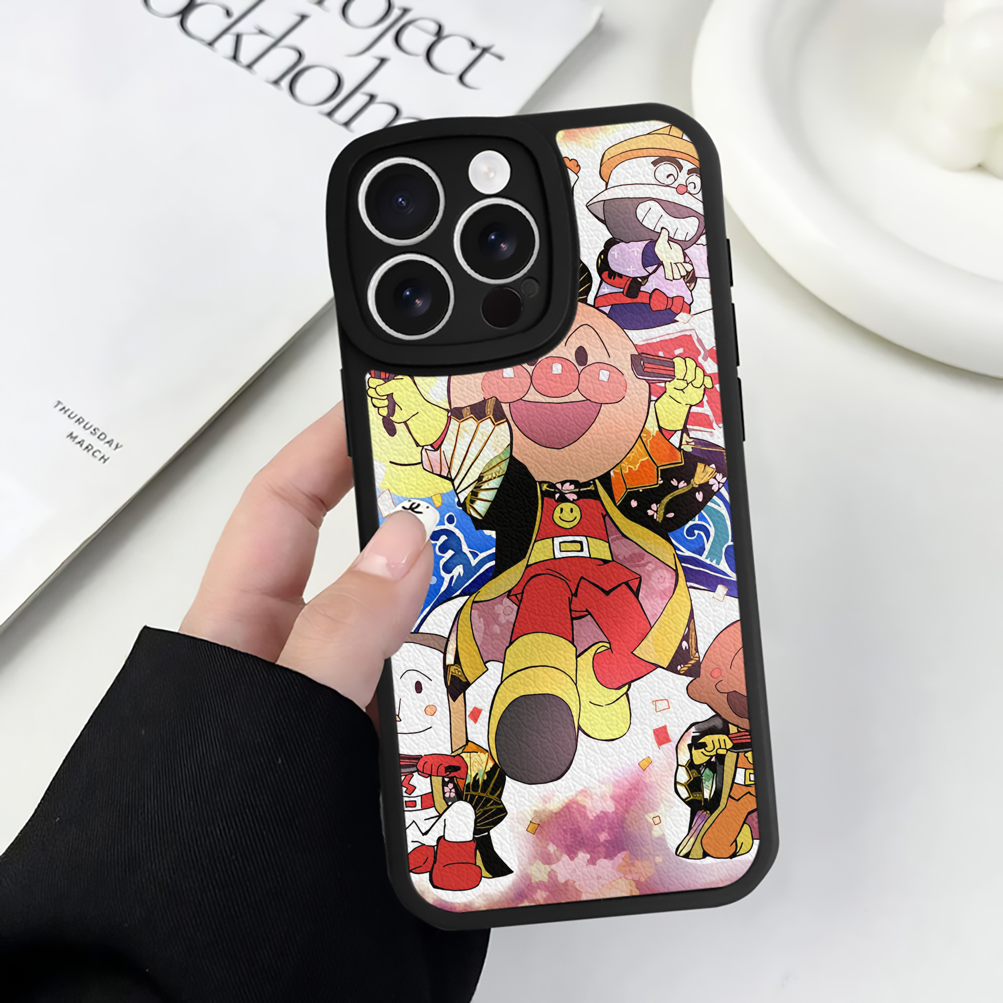 （画像用） アンパンマン Anpanman 【iPhone 16シリーズ対応】シリコンスマホケース（レザー調） 材質：シリコン